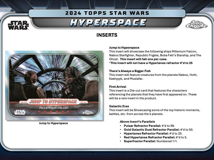 2024 Topps Star Wars Hyperspace Hobby Box (8 pack per box, 10 kartu per pack) - 4 numbered parallel per box