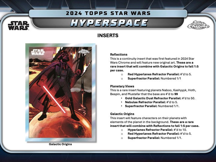 2024 Topps Star Wars Hyperspace Hobby Box (8 pack per box, 10 kartu per pack) - 4 numbered parallel per box