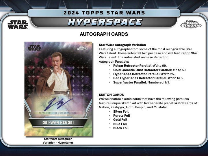 2024 Topps Star Wars Hyperspace Hobby Box (8 pack per box, 10 kartu per pack) - 4 numbered parallel per box