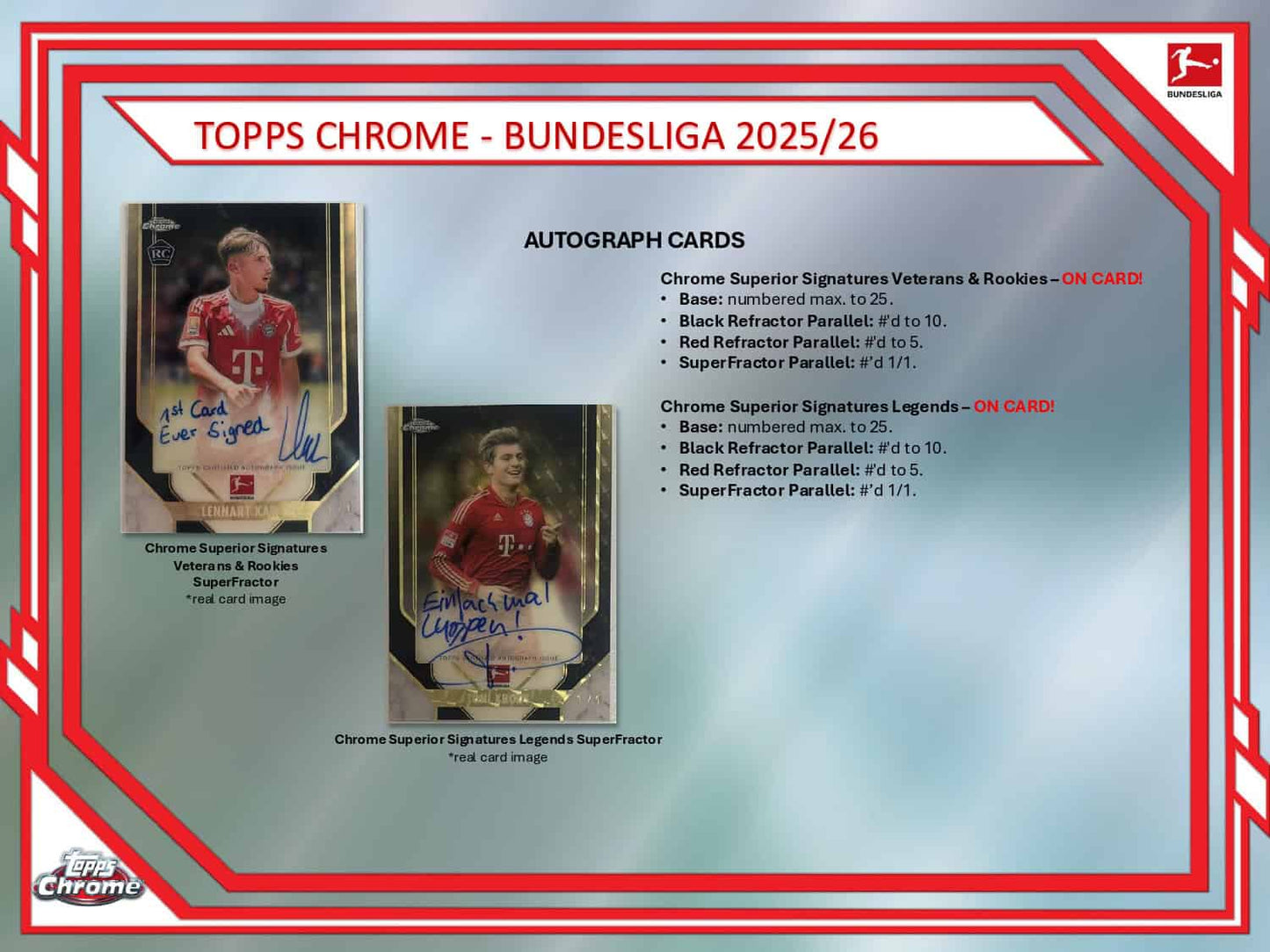 2025/26 Topps Chrome Bundesliga Soccer Hobby Box Autograph Superfractor