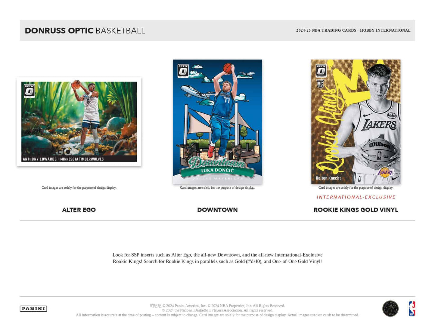 2024/25 Donruss Optic Basketball Hobby International Gold Vinyl Card