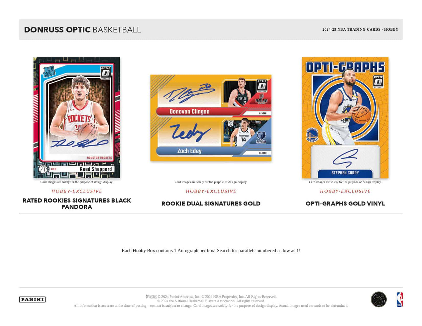 2024-25 Donruss Optic Basketball Hobby Box Autograph Card