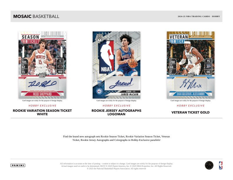 2024/25 Panini Mosaic Basketball Hobby Box (3 pack per box, 15 kartu per pack) - 2 autograph per box
