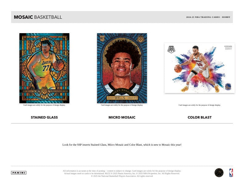 2024/25 Panini Mosaic Basketball Hobby Box (3 pack per box, 15 kartu per pack) - 2 autograph per box