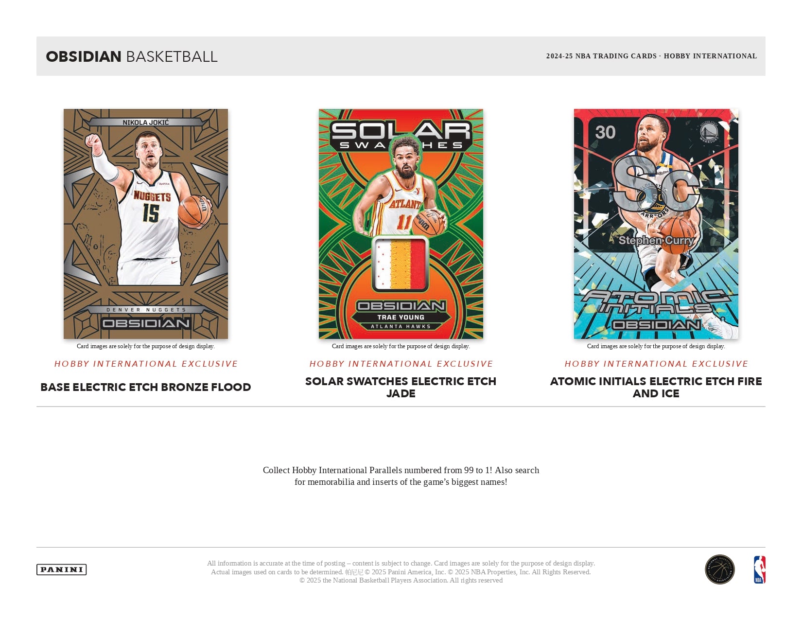 2024/25 Panini Obsidian Basketball International Hobby Box Stephen Curry Atomic Intials Card