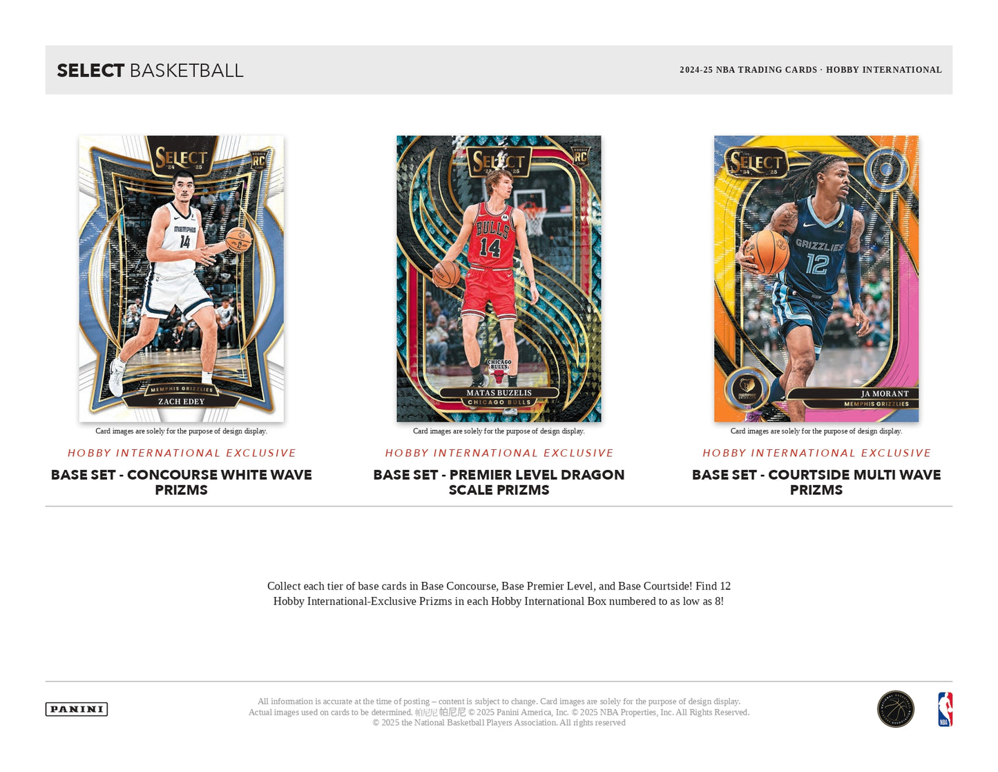 2024/25 Panini Select Basketball Hobby International Box Base Set Primz Card