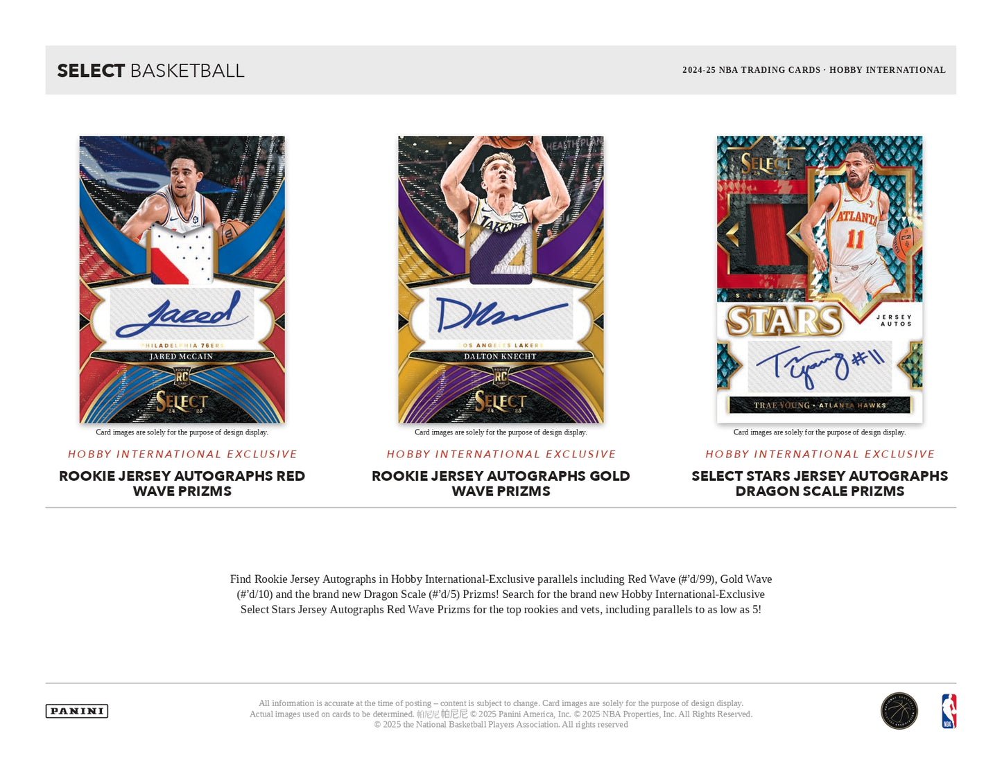 2024/25 Panini Select Basketball Hobby International Box Rookie Autograph Card
