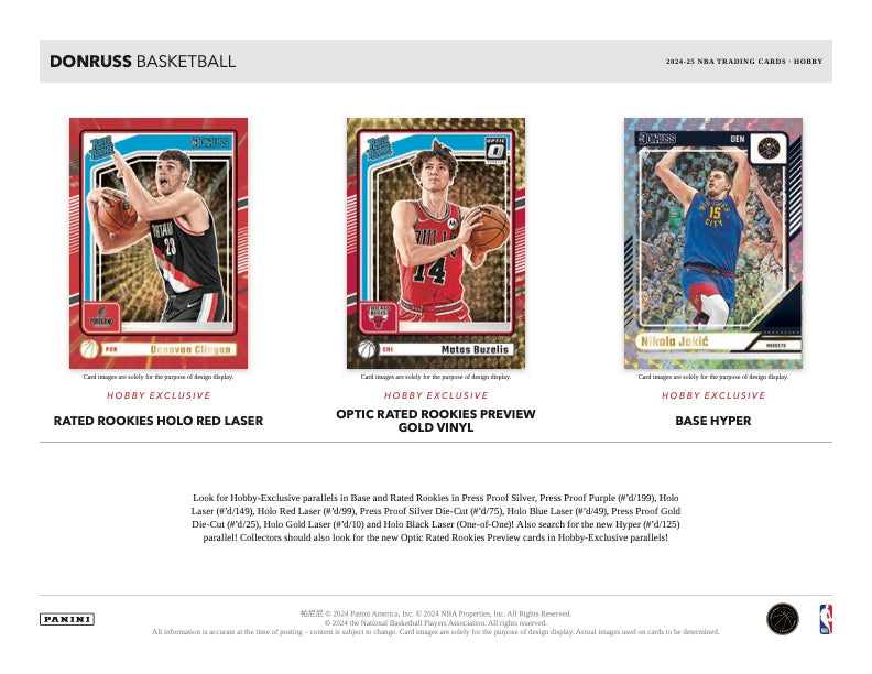 2024/25 Panini Donruss Basketball Hobby Box Parallel Card