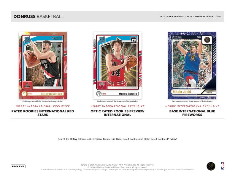 2024/25 Panini Donruss Basketball Hobby International Box (4 pack per box, 10 kartu per pack) Nimitz Cards