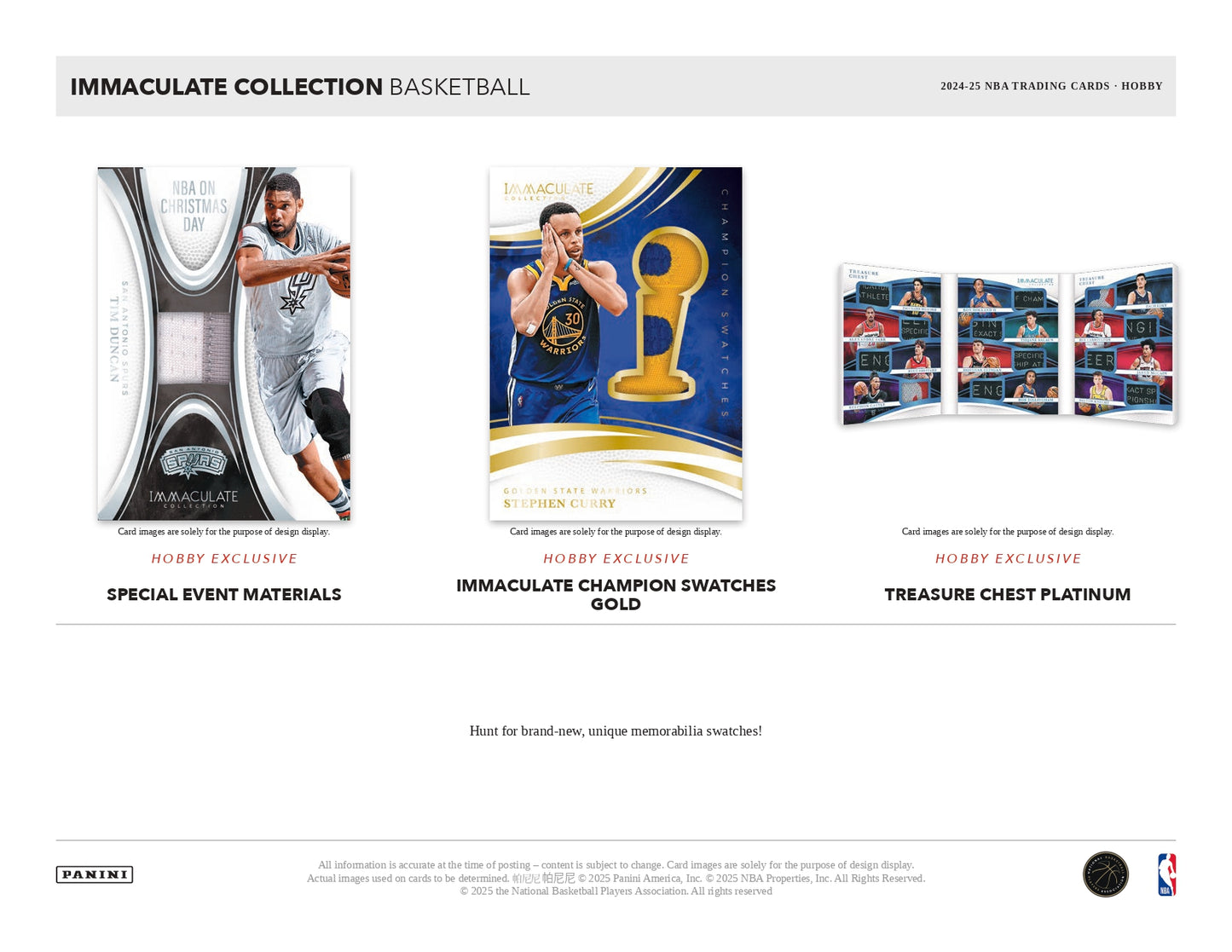 2024/25 Immaculate Basketball Hobby Swatches Card