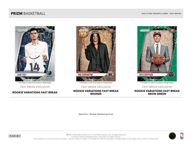 2024/25 Panini Prizm Basketball Fast Break Box Rookie Card