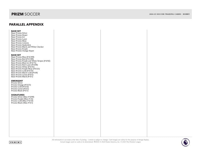2024/25 Panini Prizm English Premier League EPL Hobby Pack (12 kartu per pack) - 2 insert/parallel per pack Nimitz Cards
