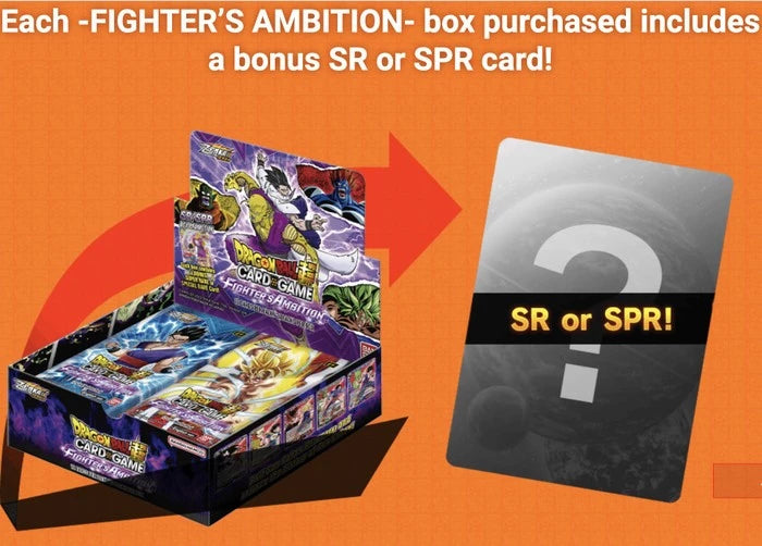DRAGON BALL SUPER CARD GAME Fighter's Ambition Booster Pack BT19 Bonus SR Or SPR Card