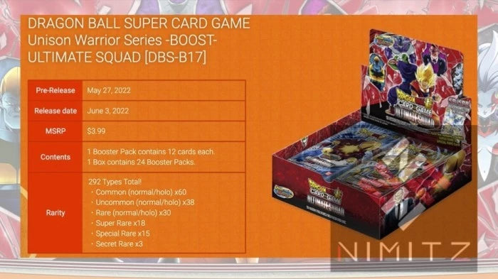 DRAGON BALL SUPER CARD GAME Ultimate Squad Booster Pack BT17 Content