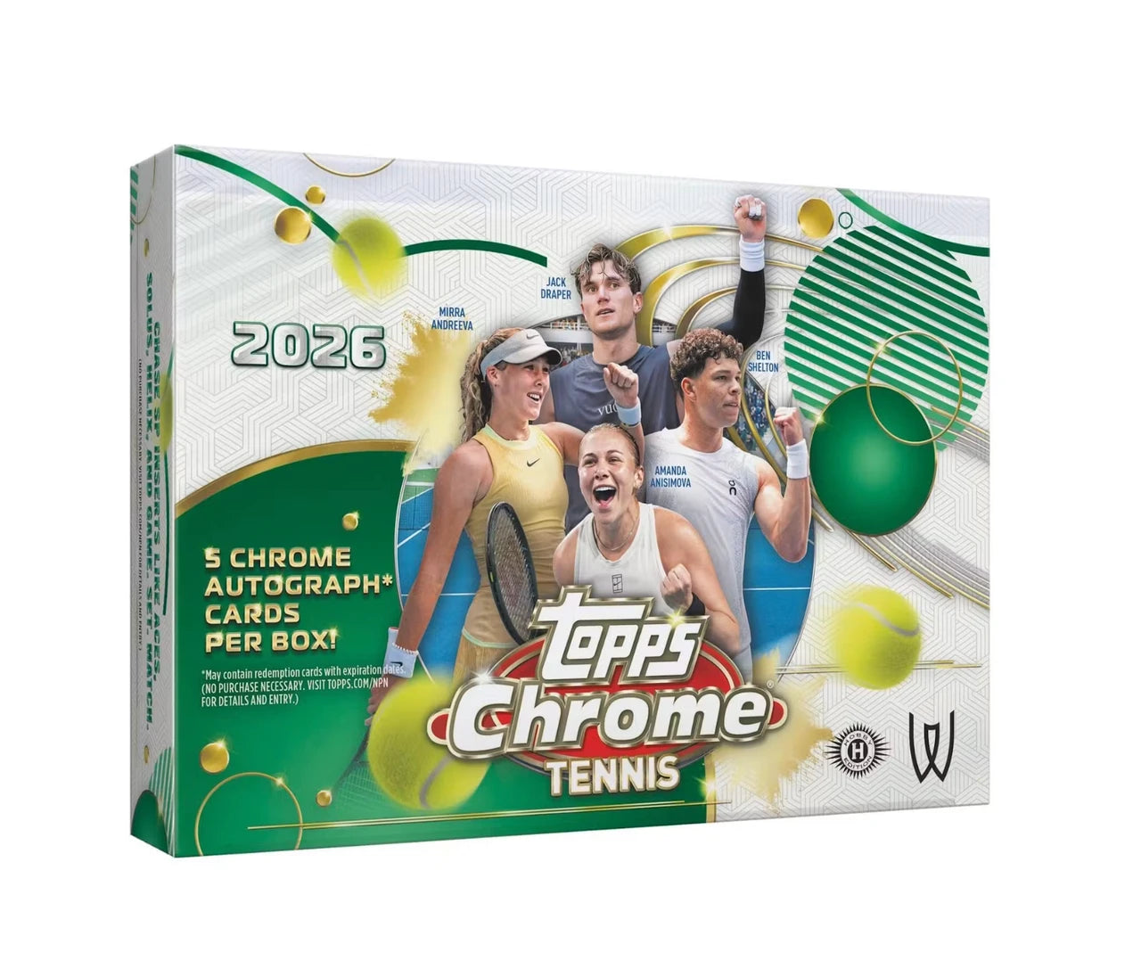 2026 Topps Chrome Tennis Delight Box 5 Autographs Cards Per Box