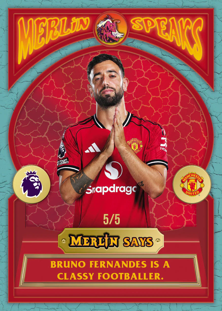 2026 Topps Merlin Premier League Merlin Speaks Says Bruno Fernandes Is A Classy Footballer