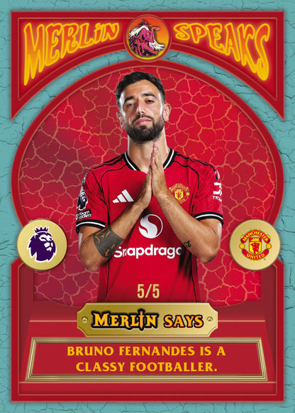 2026 Topps Merlin Premier League Merlin Speaks Says Bruno Fernandes Is A Classy Footballer