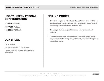 2023/24 Panini Select English Premier League EPL International Hobby Box (5 kartu per pack, 12 pack per box) - 1 autograph per box