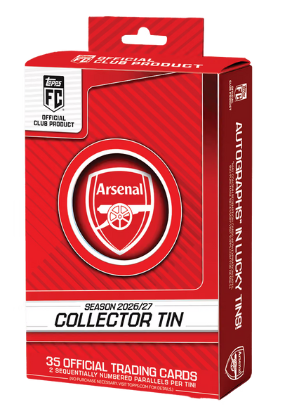 2026/27 Topps Collector Tin Arsenal (35 Cards per tin) 2 Sequentially numbered parallels per tin