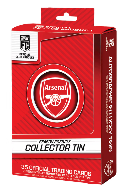 2026/27 Topps Collector Tin Arsenal (35 Cards per tin) 2 Sequentially numbered parallels per tin