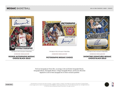 2023/24 Panini Mosaic Choice Basketball Box (8 kartu per box) - 1 autograph & 7 prizms per box