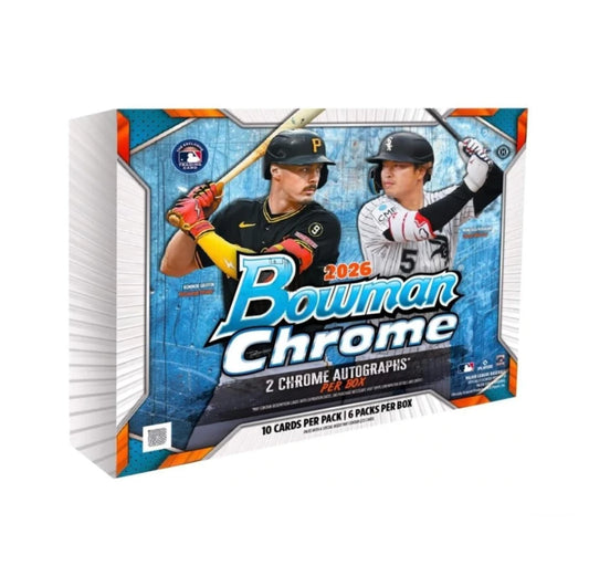 2026 Bowman Chrome Baseball Hobby Box (6 packs per box, 10 cards per pack) Each box contains 2 Autographs Cards