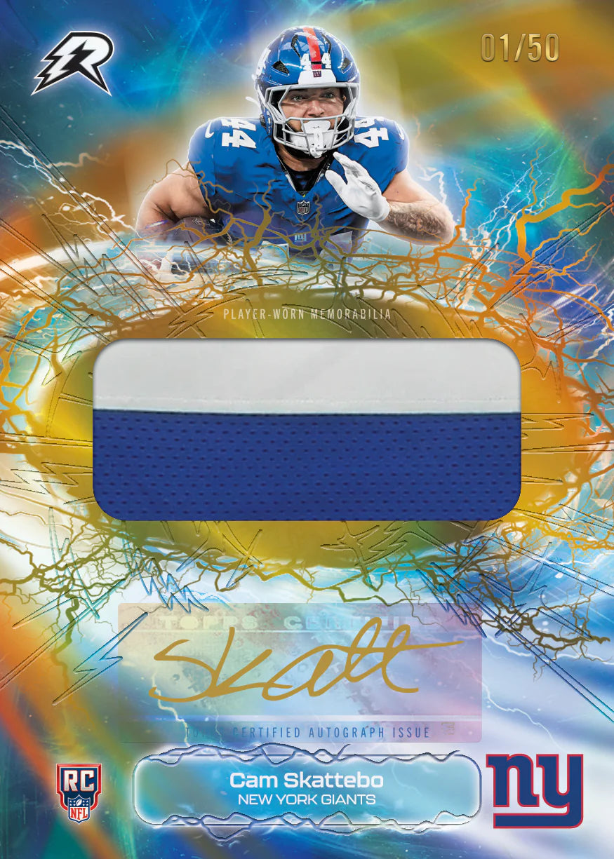 2025 Topps Resurgence Football Cam Skattebo New York Giants Relic Limit 50 Autograph Card