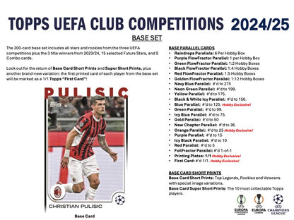 2024/25 Topps UEFA Club Competitions Hobby Box (24 pack per box, 8 kartu per pack) - 1 autograph / relic per box