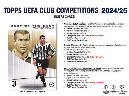 2024/25 Topps UEFA Club Competitions Hobby Box (24 pack per box, 8 kartu per pack) - 1 autograph / relic per box