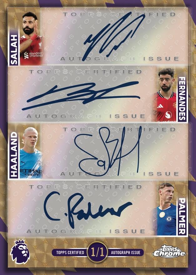 Salah Fernandes Haaland Palmer Kings of the Premier League Quad Autograph SuperFractor