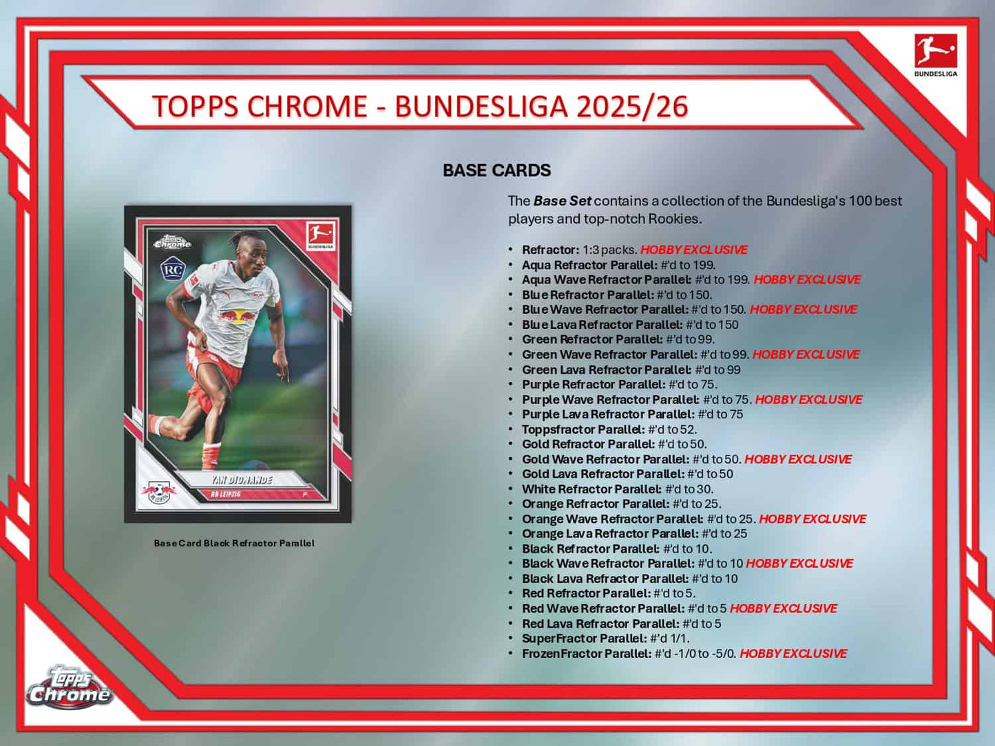 2025/26 Topps Chrome Bundesliga Soccer Hobby Box Base Cards