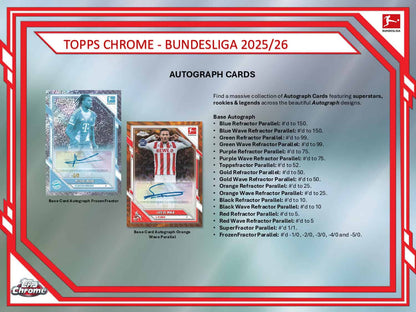 2025/26 Topps Chrome Bundesliga Soccer Hobby Box Autograph Cards