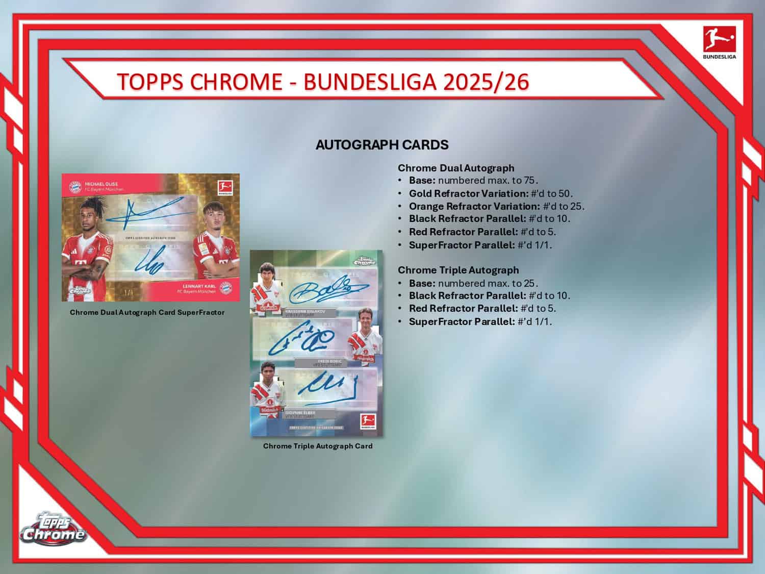 2025/26 Topps Chrome Bundesliga Soccer Hobby Box Dual Autograph Cads