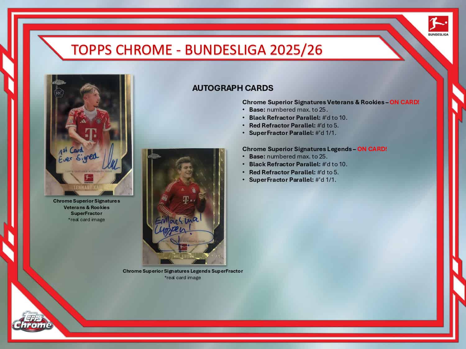 2025/26 Topps Chrome Bundesliga Soccer Hobby Box Autograph Superfractor
