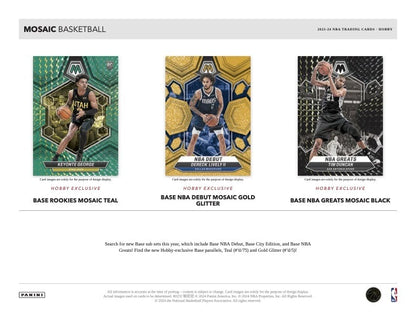 2023/24 Panini Mosaic Basketball Hobby Box (10 pack per box, 15 kartu per pack) - 1 autograph, 20 prizms, 20 inserts per box