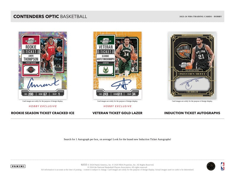 2023/24 Panini Contenders Optic Basketball Hobby Box (6 kartu per box) - 1 autograph per box