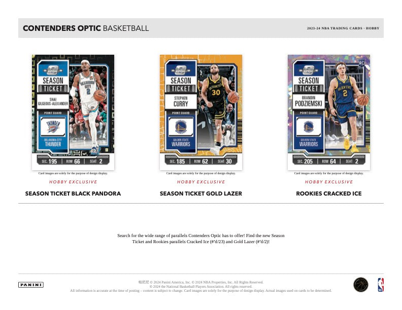 2023/24 Panini Contenders Optic Basketball Hobby Box (6 kartu per box) - 1 autograph per box