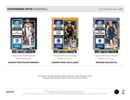 2023/24 Panini Contenders Optic Basketball Hobby Box (6 kartu per box) - 1 autograph per box