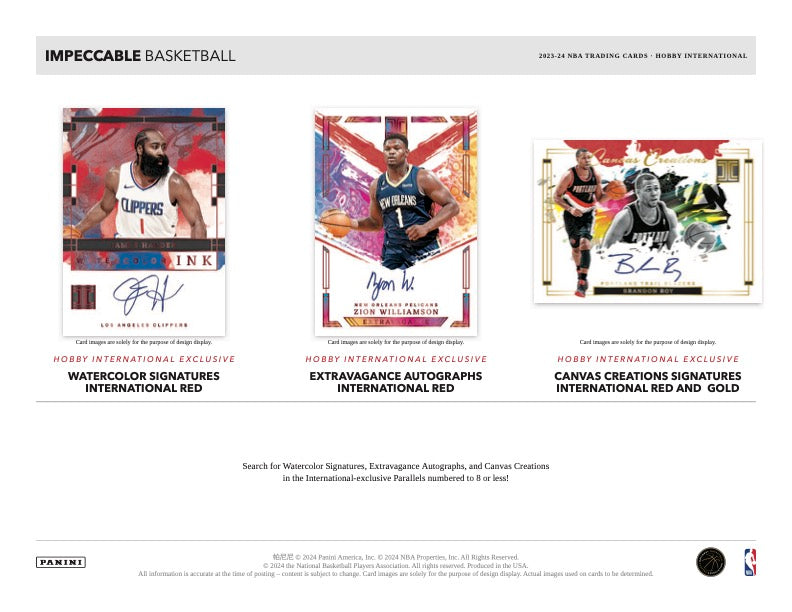 2023/24 Panini Impeccable Basketball International Hobby Box (5 kartu per box) - 2 autograph per box