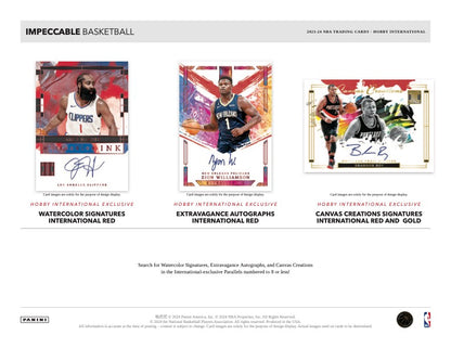 2023/24 Panini Impeccable Basketball International Hobby Box (5 kartu per box) - 2 autograph per box