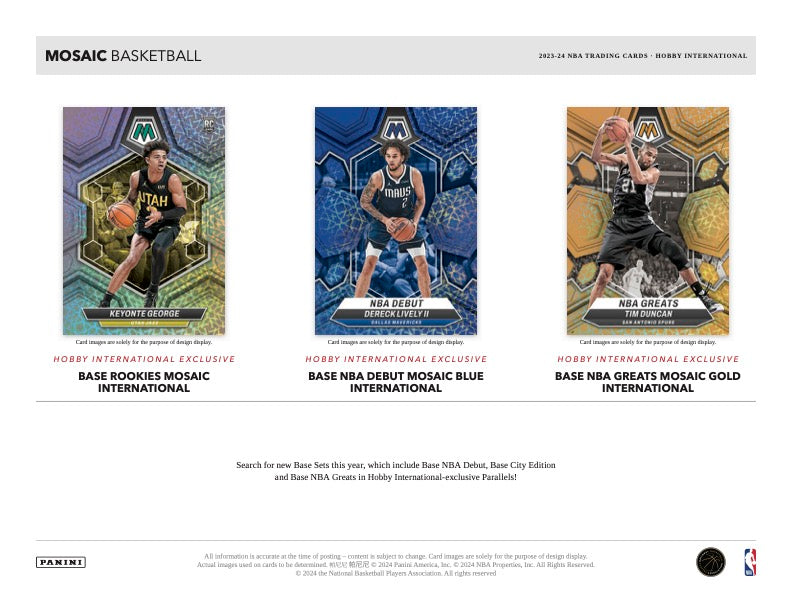 2023/24 Panini Mosaic Basketball Hobby International Box (12 pack per box, 5 kartu per pack) - 12 exclusive Mosaic Prizm per box