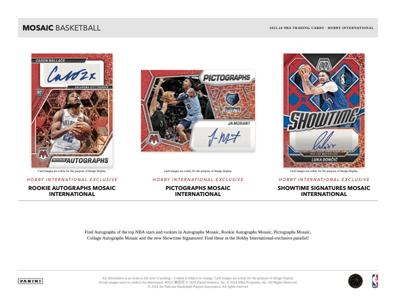 2023/24 Panini Mosaic Basketball Hobby International Box (12 pack per box, 5 kartu per pack) - 12 exclusive Mosaic Prizm per box