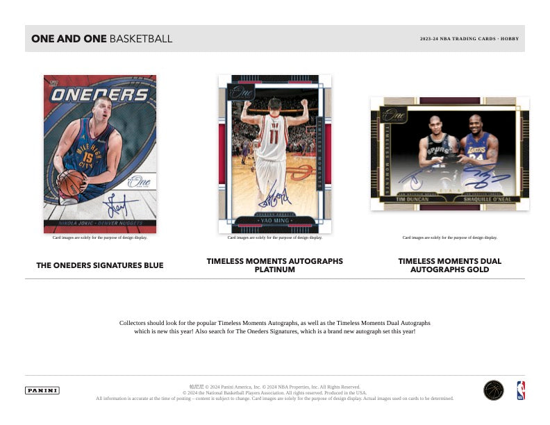 2023/24 Panini One and One Basketball Hobby Box (2 kartu per box) - 1 autograph & 1 base/insert/parallel per box