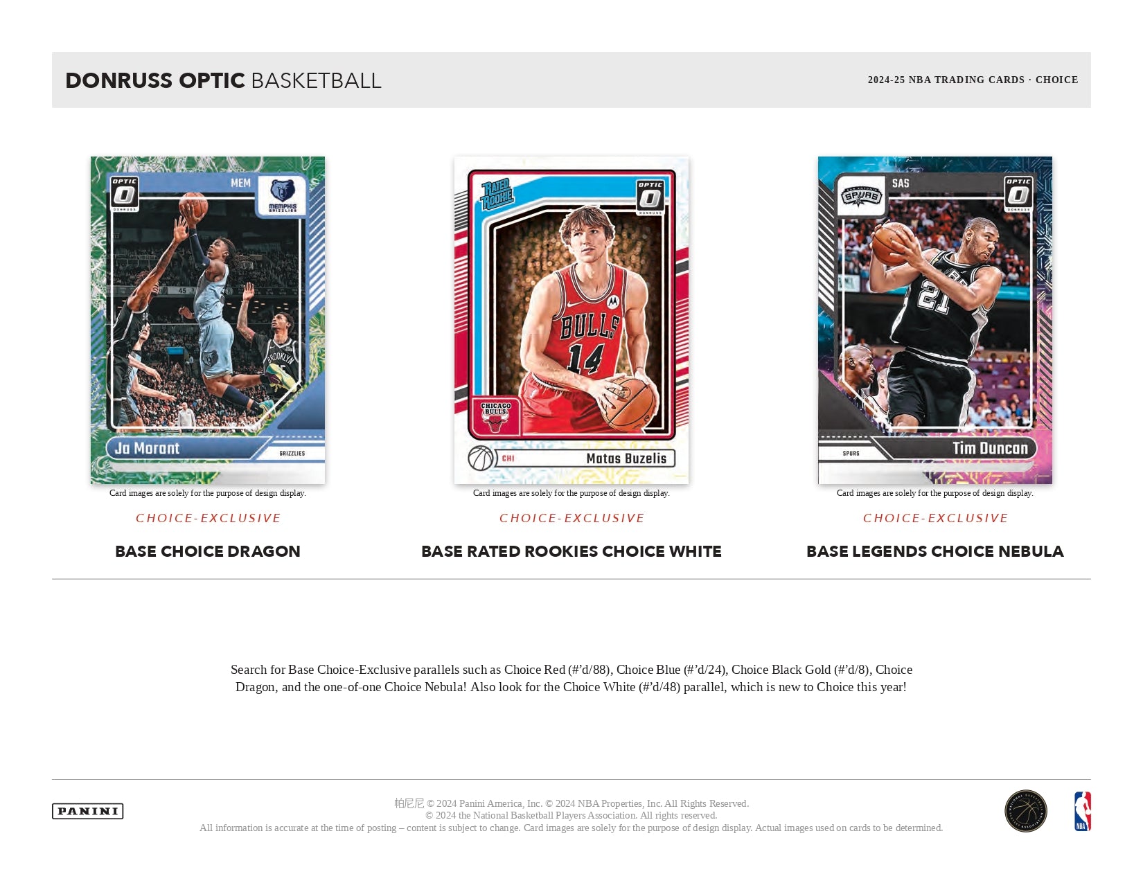 2024-25 Donruss Optic Basketball Choice Box Base Card