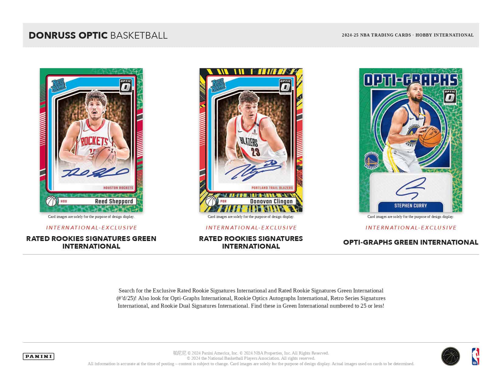 2024/25 Donruss Optic Basketball Hobby International Stpehen Curry Opti-Graphs Green International Autographs Card