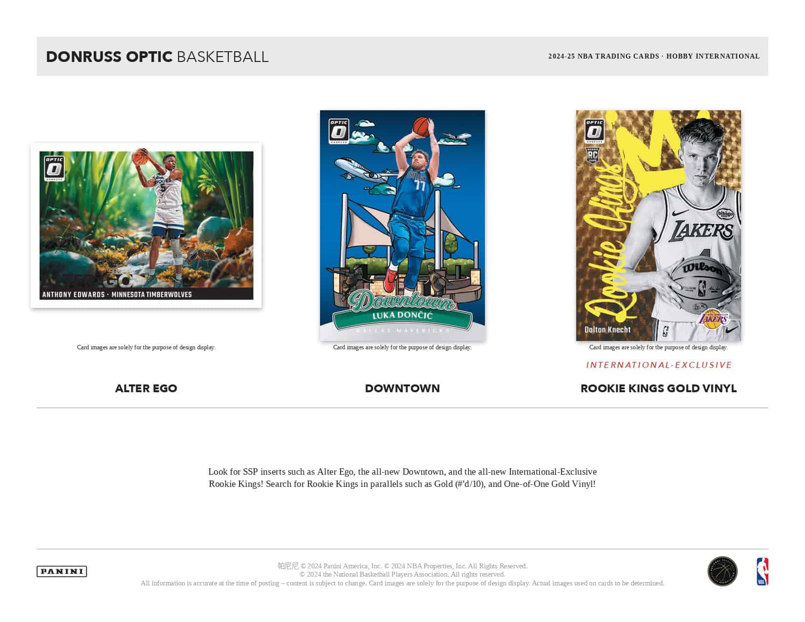 2024/25 Donruss Optic Basketball Hobby International Gold Vinyl Card