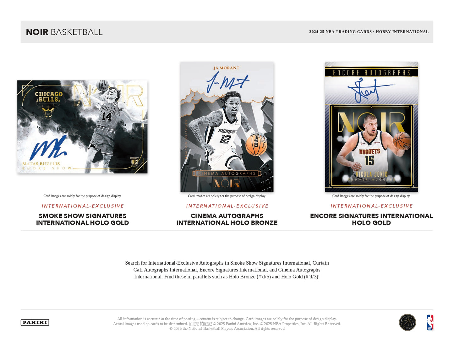 2024/25 Noir Basketball Hobby International Box Exclusive Card
