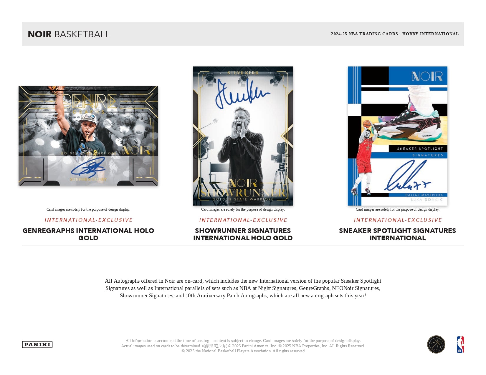 2024/25 Noir Basketball Hobby International Box Autograph Card