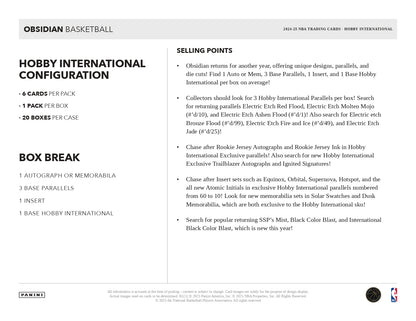 2024/25 Panini Obsidian Basketball International Hobby Box Break