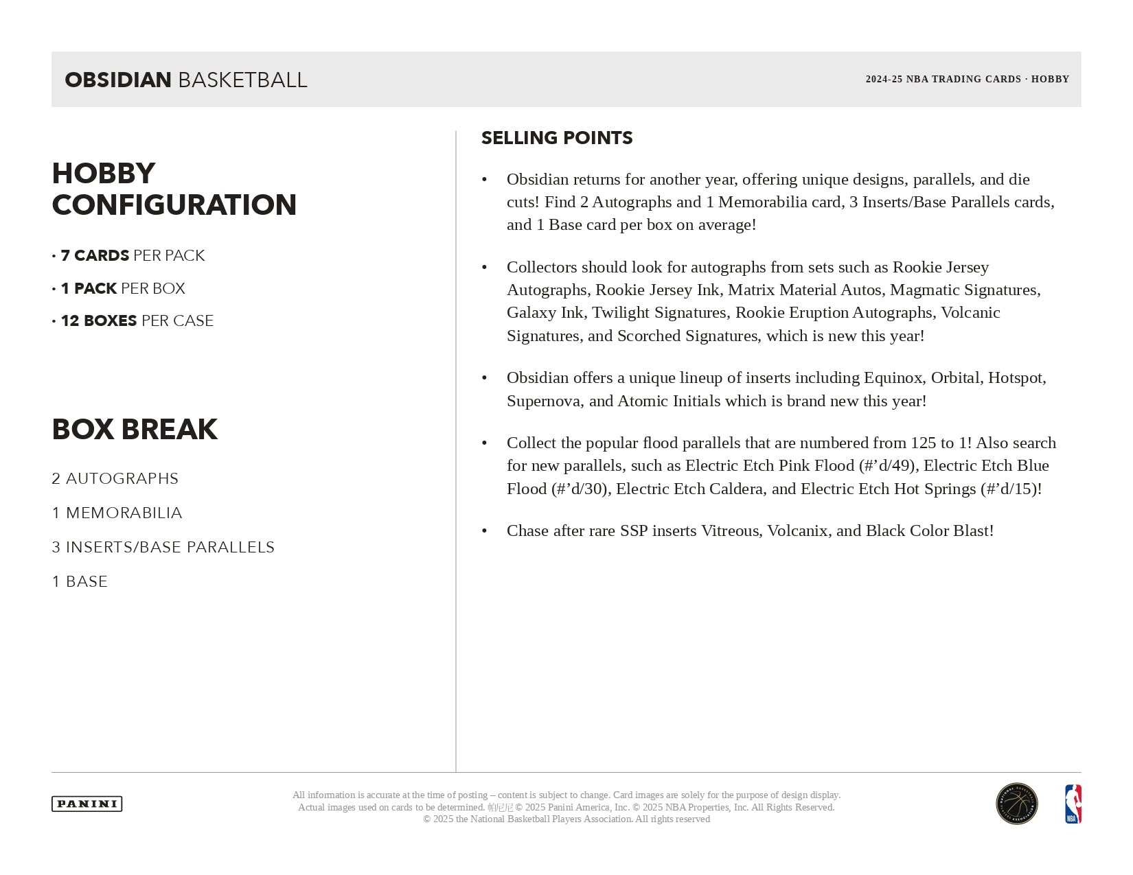 2024-25 Obsidian Basketball Hobby Box Break